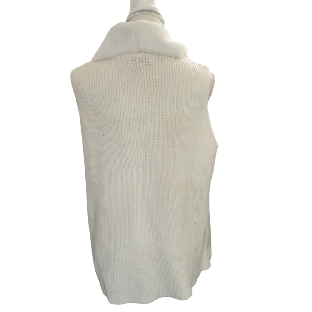 New Direction Faux Fur/Suede Vest With Cable Knit Back Size Xl View 2